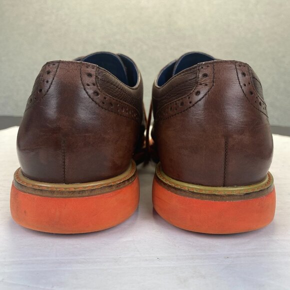 Cole Haan Great Jones Brown‎ Orange Wingtip Oxford Shoes Men Size 9 M - Picture 9 of 15